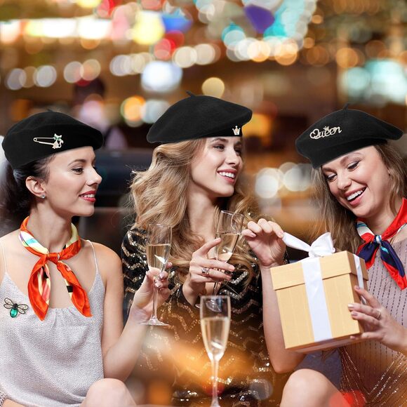4893 18 Pcs Halloween Beret Hats For Women With Silk Neck Scarf Brooch main image 3